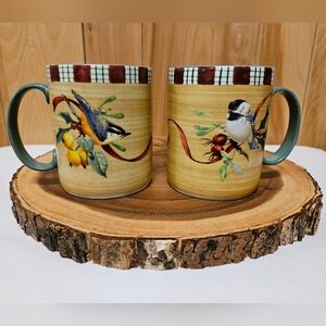 Lenox Winter Greetings Chickadee And Nuthatch Birds Mugs Lot Of 2